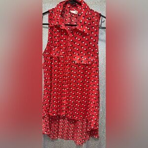 Red Heart Patterned Blouse